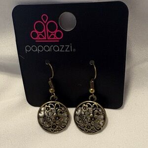 paparazzi Antique-Inspired Gold Floral Filigree Drop Earrings